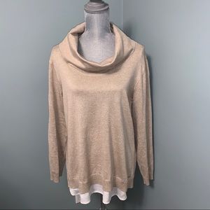 CALVIN KLEIN Cowl Neck metallic gold Sweater long sleeve women’s size XL